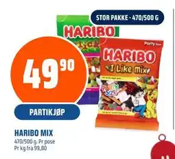Coop Obs HARIBO MIX, NOK 49.9 tilbud