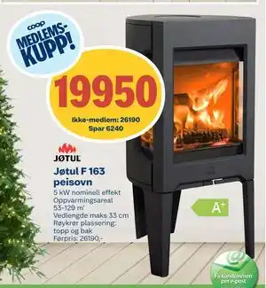 Coop Byggmix Jøtul F 163 peisovn, NOK 26190, Medlemspris tilbud