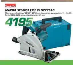Coop Byggmix MAKITA SP6000J 1300 W DYKKSAG, NOK 4195 tilbud
