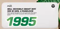 Coop Byggmix MILL INVISIBLE SMART WIFI 900 W GEN. 4 PANELOVN, NOK 1995 tilbud