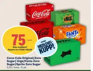 Coca-Cola Original/Zero Sugar/ Urge/Fanta Zero Sugar/Sprite Zero Sugar, Medlemspris