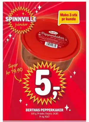 BERTHAS PEPPERKAKER, NOK 5