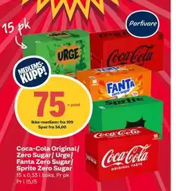 Coop Extra Coca-Cola Original/ Zero Sugar/ Urge/ Fanta Zero Sugar/ Sprite Zero Sugar, Medlemspris tilbud