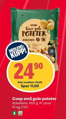 Coop Extra Coop små gule poteter, NOK 35.9, Medlemspris tilbud