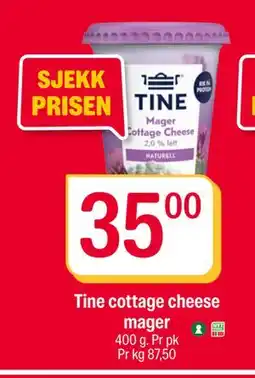 Coop Extra Tine cottage cheese mager, NOK 35 tilbud