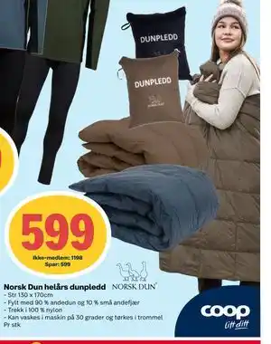 Norsk Dun helårs dunpledd, NOK 1198, Medlemspris