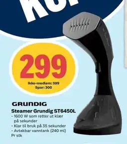 Coop Extra Steamer Grundig ST6450L, NOK 599, Medlemspris tilbud