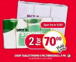Coop Extra COOP TOALETTPAPIR 6 PK/TØRKERULL 4 PK, NOK 70 tilbud
