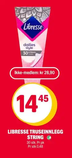 Coop Extra LIBRESSE TRUSEINNLEGG STRING, NOK 28.9, Medlemspris tilbud