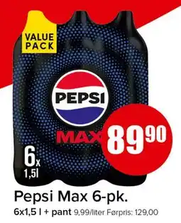 Spar Pepsi Max 6-pk., NOK 89.9 tilbud