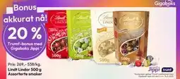 Gigaboks Lindt Lindor 500 g Assorterte smaker, NOK 269 tilbud