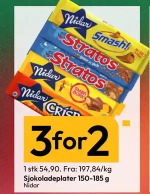 Gigaboks Sjokoladeplater 150-185 g, NOK 54.9 tilbud