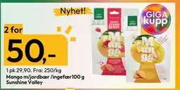 Gigaboks Mango m/jordbær /ingefær100 g Sunshine Valley, NOK 50 tilbud
