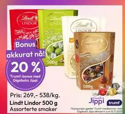 Gigaboks Lindt Lindor 500 g, NOK 269 tilbud