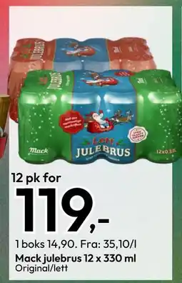 Gigaboks Mack julebrus 12 x 330 ml, NOK 119 tilbud
