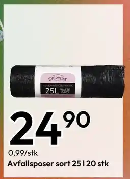 Gigaboks Avfallsposer sort 25 l 20 stk, NOK 24.9 tilbud