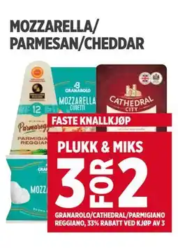 Meny MOZZARELLA/ PARMESAN/CHEDDAR tilbud