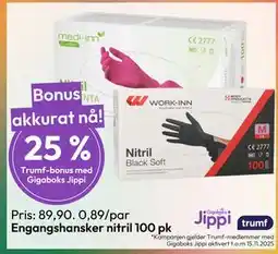 Gigaboks Engangshansker nitril 100 pk, NOK 89.9 tilbud