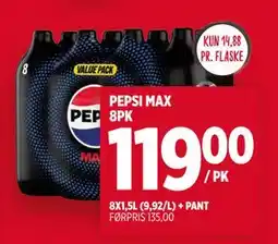 Meny PEPSI MAX 8PK, NOK 119 tilbud