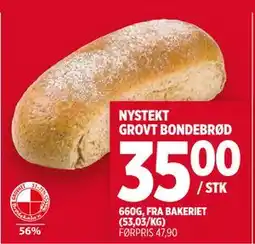 Meny NYSTEKT GROVT BONDEBRØD, NOK 35 tilbud