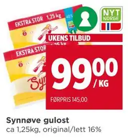 Meny Synnøve gulost, NOK 99 tilbud