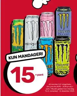 Coop Prix All monster 0,5 l singel boks, NOK 15 tilbud