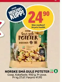 Coop Prix NORSKE SMÅ GULE POTETER, Medlemspris tilbud