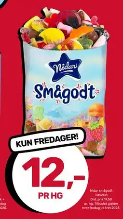 Coop Prix Nidar smågodt i løsvekt, NOK 12 tilbud