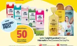 Coop Prix Gjelder 1 valgfritt grovbrød. fra Coop + 1 liter melk, Medlemspris tilbud