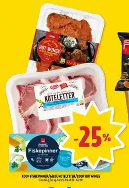 Coop Prix COOP FISKEPINNER/GILDE KOTELETTER/ COOP HOT WINGS tilbud