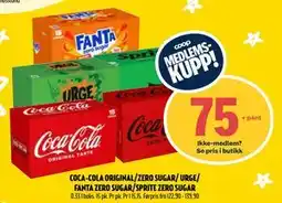 Coop Prix COCA-COLA ORIGINAL/ZERO SUGAR/ URGE/ FANTA ZERO SUGAR/SPRITE ZERO SUGAR, Medlemspris tilbud
