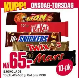 Europris SJOKOLADE, NOK 65 tilbud