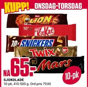 SJOKOLADE, NOK 65