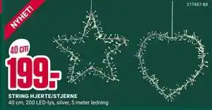 Europris STRING HJERTE/STJERNE, NOK 199 tilbud