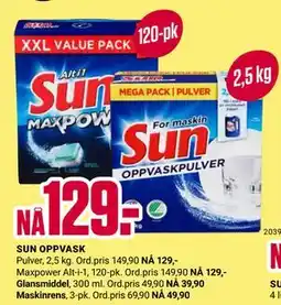 Europris SUN OPPVASK, NOK 129 tilbud