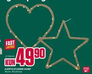 Europris HJERTE/STJERNE HAMP, NOK 49.9 tilbud