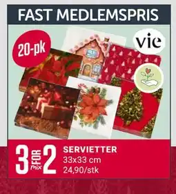 Europris SERVIETTER, NOK 24.9 tilbud