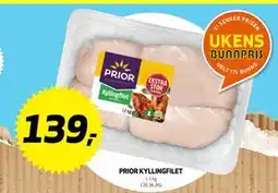 Bunnpris PRIOR Kyllingfilet, NOK 139 tilbud