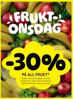 Bunnpris 30% på all frukt tilbud