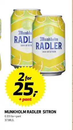 Bunnpris MUNKHOLM RADLER SITRON, NOK 25 tilbud