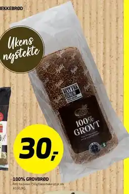 Bunnpris 100% GROVBRØD, NOK 30 tilbud