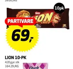 Bunnpris LION 10-PK, NOK 69 tilbud