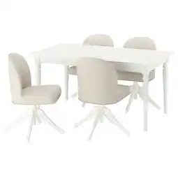 IKEA Rosentorp / rosentorp Bord og 4 stoler, hvit/hvit Kilanda lys beige, 155/215x87 cm tilbud