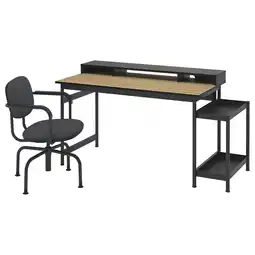 IKEA MullsjÖ Skrivebord og stol, eikefiner/mørk grå tilbud