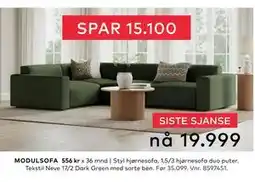Skeidar Styl hjørnesofa, NOK 19999 tilbud