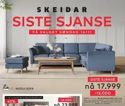 Skeidar Eden hjørnesofa, NOK 17999 tilbud