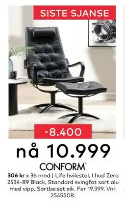 Skeidar Life hvilestol, NOK 10999 tilbud