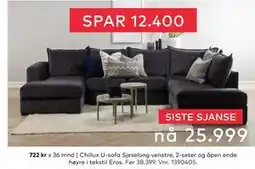 Skeidar Chillux U-sofa, NOK 25999 tilbud