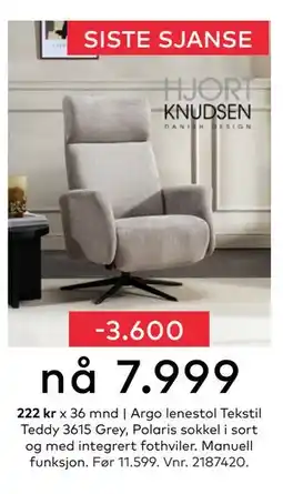 Skeidar Argo lenestol, NOK 7999 tilbud