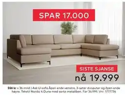 Skeidar Ask U-sofa, NOK 19999 tilbud